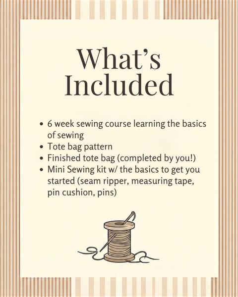 #2 Stiques Sewing School 6 Week Course - Fall