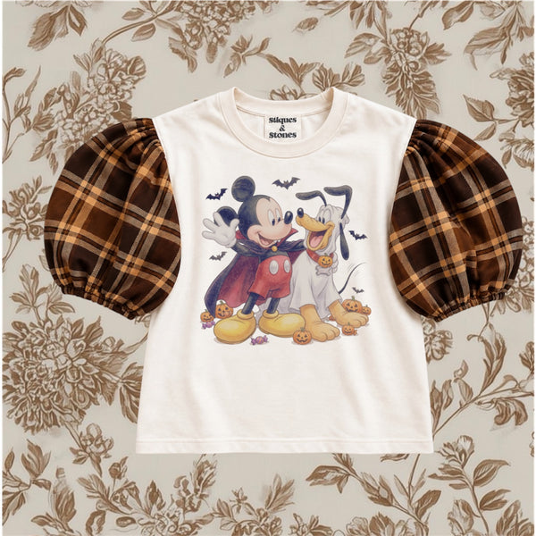 Vintage Mickey & Pluto Plaid Puff