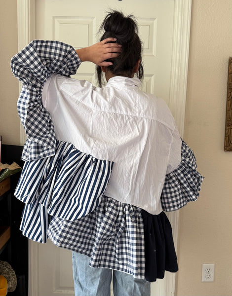 Navy Bow and Blues Ruffled Dress/Tunic