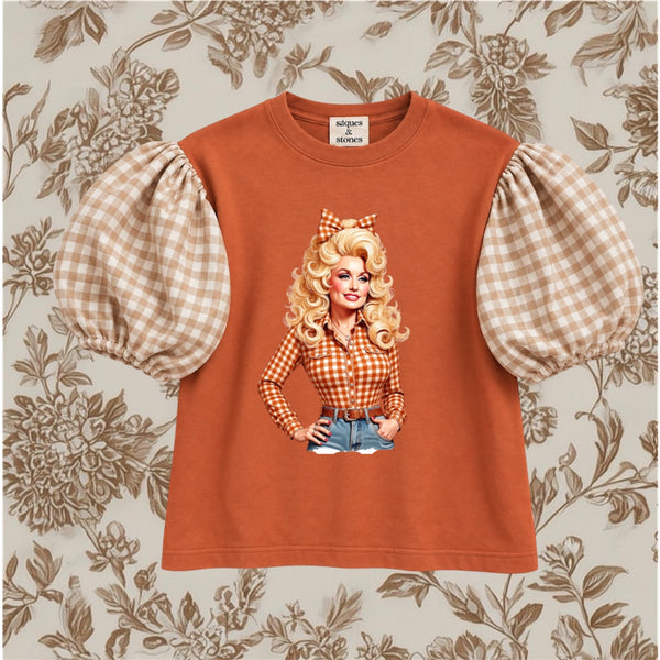 Dolly Gingham Orange Puff