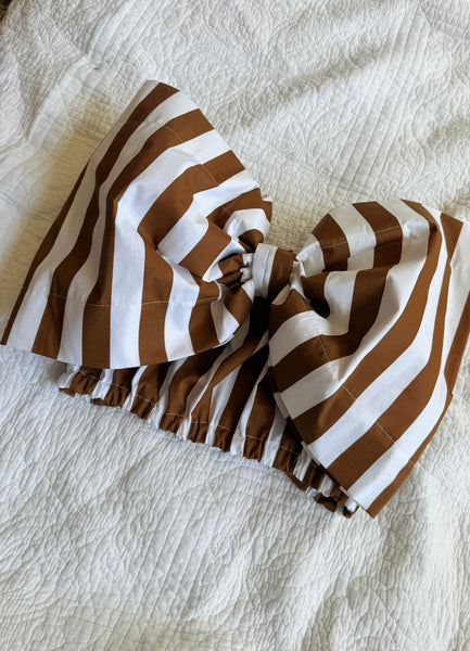 Caramel Striped Vivianna Bow Top