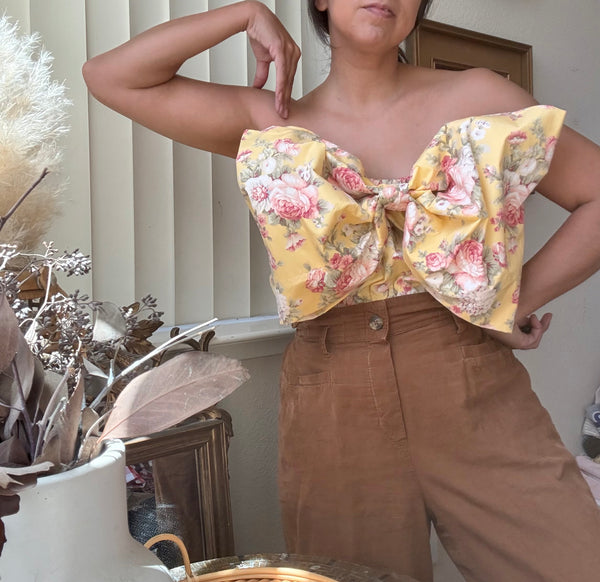 Yellow Floral  Viviana Bow Top