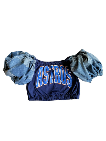 Astros Denim Puff(Choose between a T Shirt Puff or Off Shoulder)