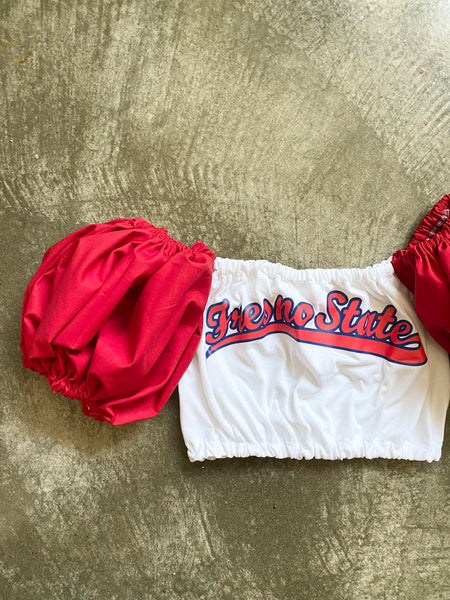 Fresno State Navy Colorblock Puff (Comes in off Shoulder or T-Shirt Puff)
