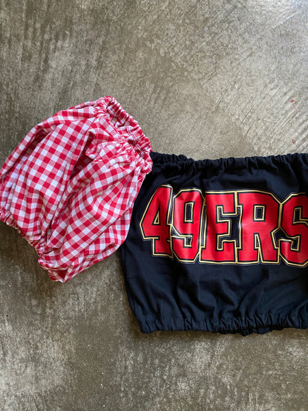 Niners Black w/ Red Gingham Puff (Choose between a T Shirt Puff or Off Shoulder)