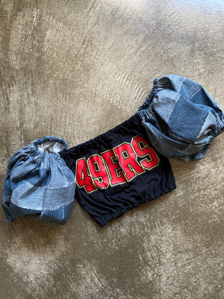 Niners Denim Puff (Choose between a T Shirt Puff or Off Shoulder)