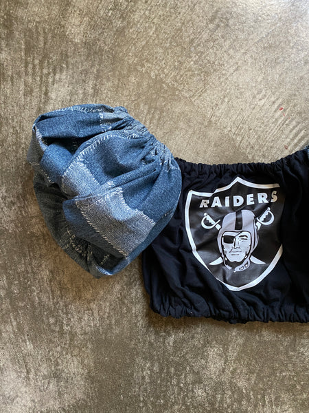 Raiders Denim Puff (Choose between a T Shirt Puff or Off Shoulder)