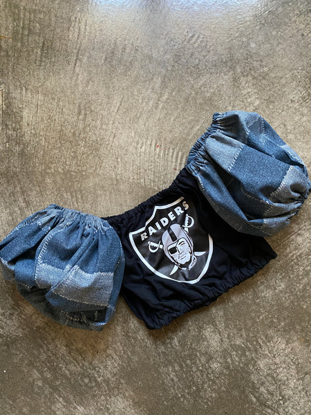 Raiders Denim Puff (Choose between a T Shirt Puff or Off Shoulder)