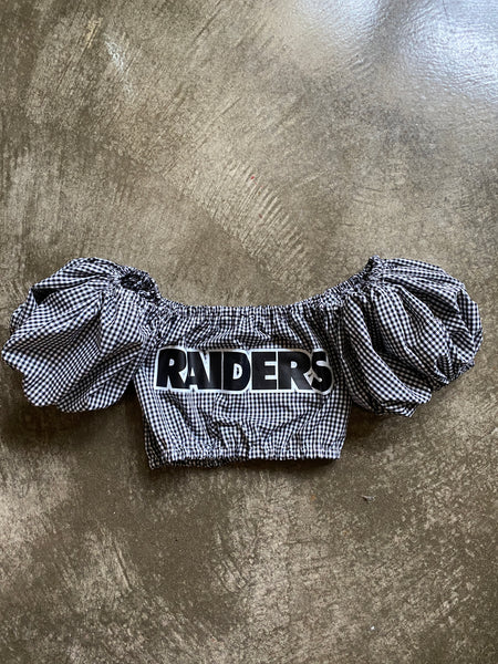 Raiders All Gingham Puff (Choose between a T Shirt Puff or Off Shoulder)