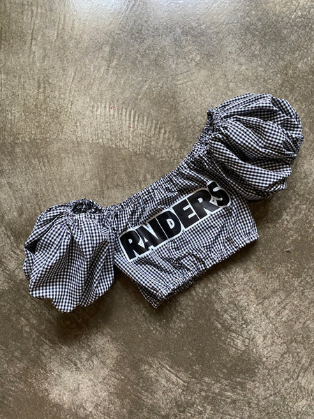 Raiders All Gingham Puff (Choose between a T Shirt Puff or Off Shoulder)