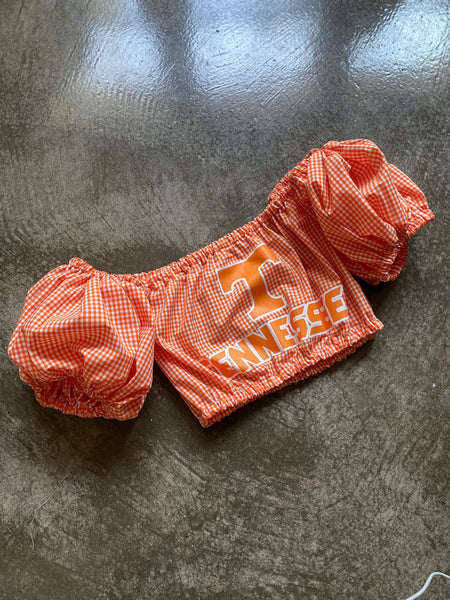 Tennessee Vols Orange Gingham Puff (Comes in off Shoulder or T-Shirt Puff)