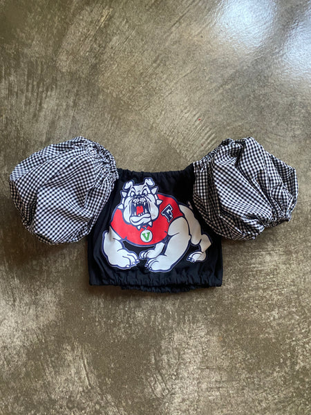 DOGS Black Gingham Puff (Comes in off Shoulder or T-Shirt Puff)