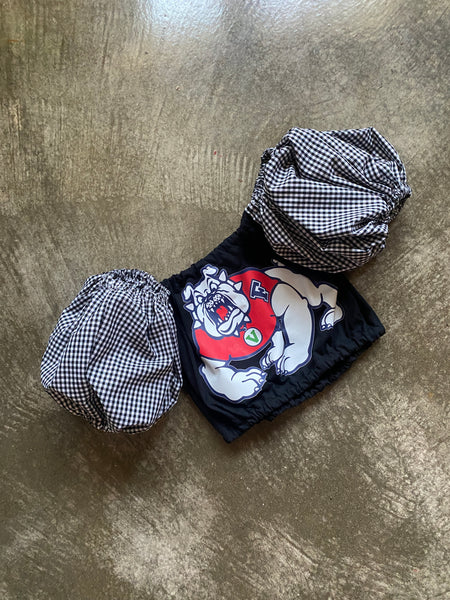 DOGS Black Gingham Puff (Comes in off Shoulder or T-Shirt Puff)