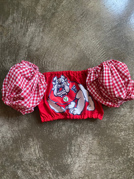 DOGS Red Gingham Puff (Comes in off Shoulder or T-Shirt Puff)