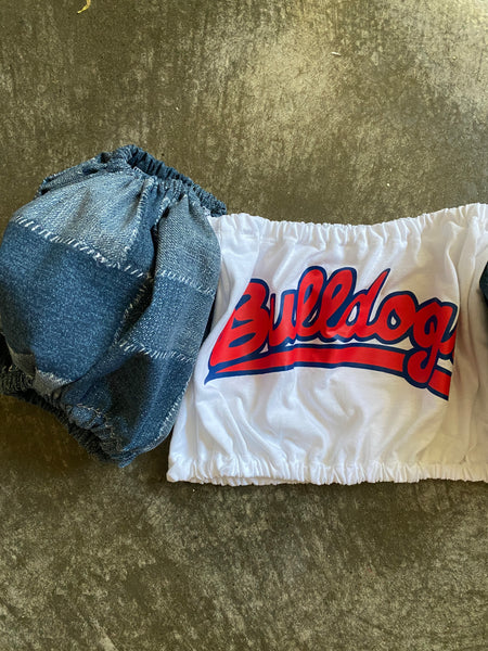 Bulldogs White Denim Puff (Comes in off Shoulder or T-Shirt Puff)