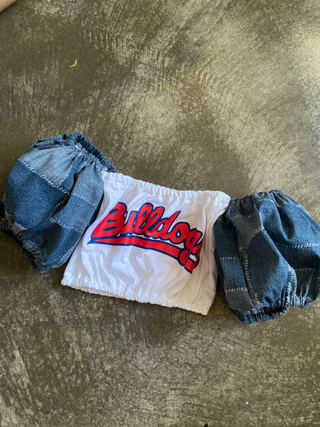 Bulldogs White Denim Puff (Comes in off Shoulder or T-Shirt Puff)
