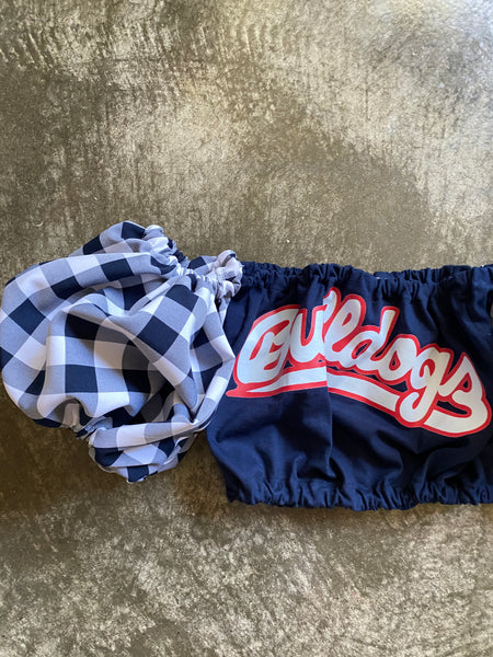 "Bulldogs" Navy gingham Puff (Comes in off Shoulder or T-Shirt Puff)