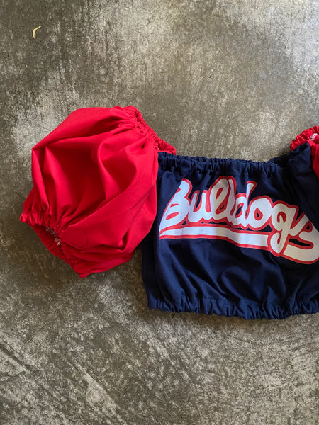 Bulldogs Navy/Red Contrast Puff (Comes in off Shoulder or T-Shirt Puff)
