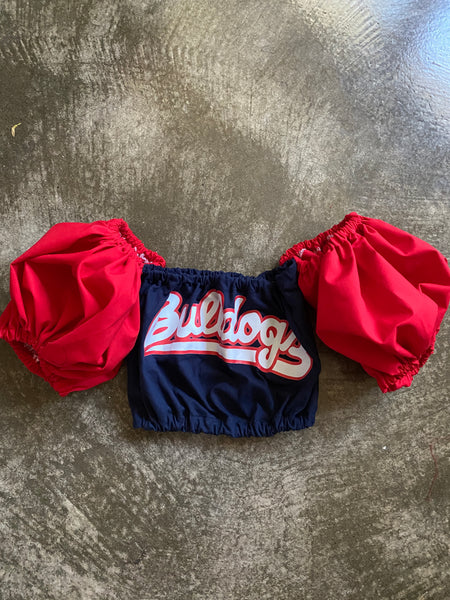 Bulldogs Navy/Red Contrast Puff (Comes in off Shoulder or T-Shirt Puff)