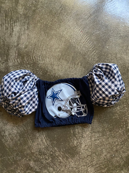 Dallas Helmet Gingham Puff (Choose between a T Shirt Puff or Off Shoulder)
