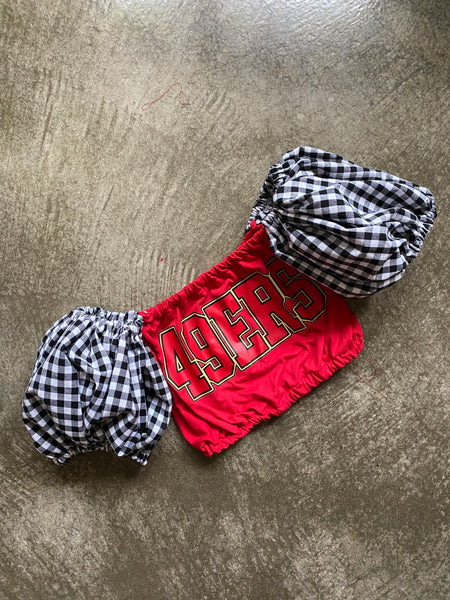 Niners Black Gingham Puff (Choose between a T Shirt Puff or Off Shoulder)
