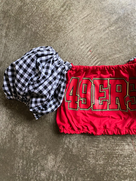 Niners Black Gingham Puff (Choose between a T Shirt Puff or Off Shoulder)