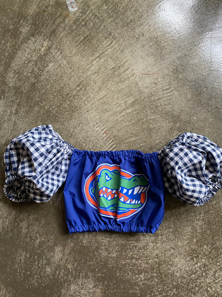 Gators Navy Gingham Puff (Comes in off Shoulder or T-Shirt Puff)