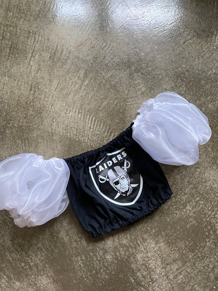 Raiders White Organza Puff (Choose between a T Shirt Puff or Off Shoulder)