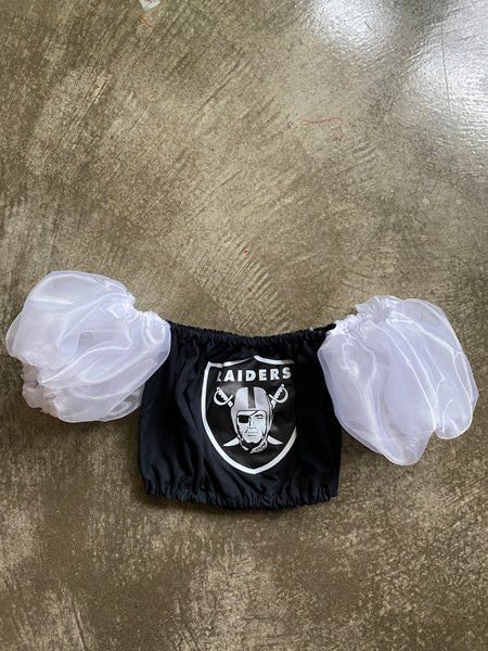 Raiders White Organza Puff (Choose between a T Shirt Puff or Off Shoulder)