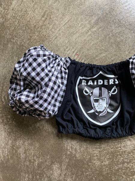 Raiders Gingham Puff (Choose between a T Shirt Puff or Off Shoulder)