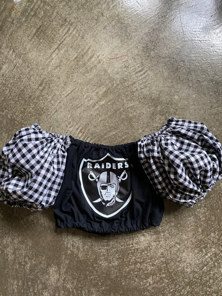 Raiders Gingham Puff (Choose between a T Shirt Puff or Off Shoulder)