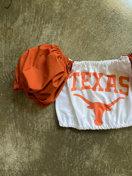 Texas Longhorns Colorblock Puff (Comes in off Shoulder or T-Shirt Puff)