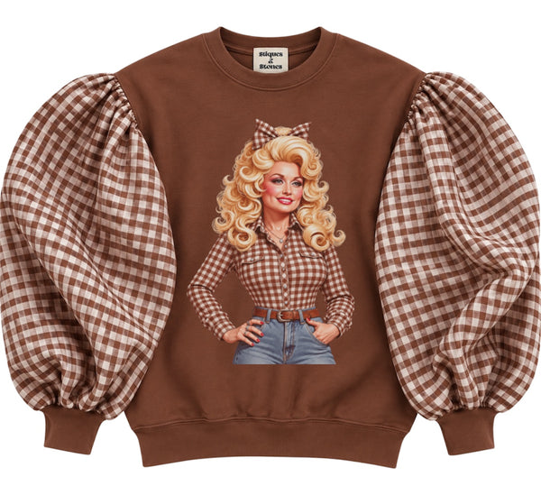 Fall Dolly Chocolate Crewneck Puff