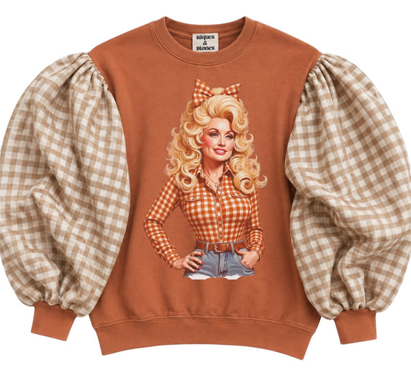 Fall Dolly Burnt Orange Crewneck Puff